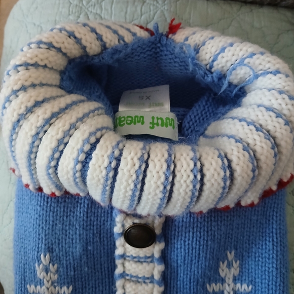 Striped Blue Dog Sweater with Nautical Anchors - Picture 7 of 10